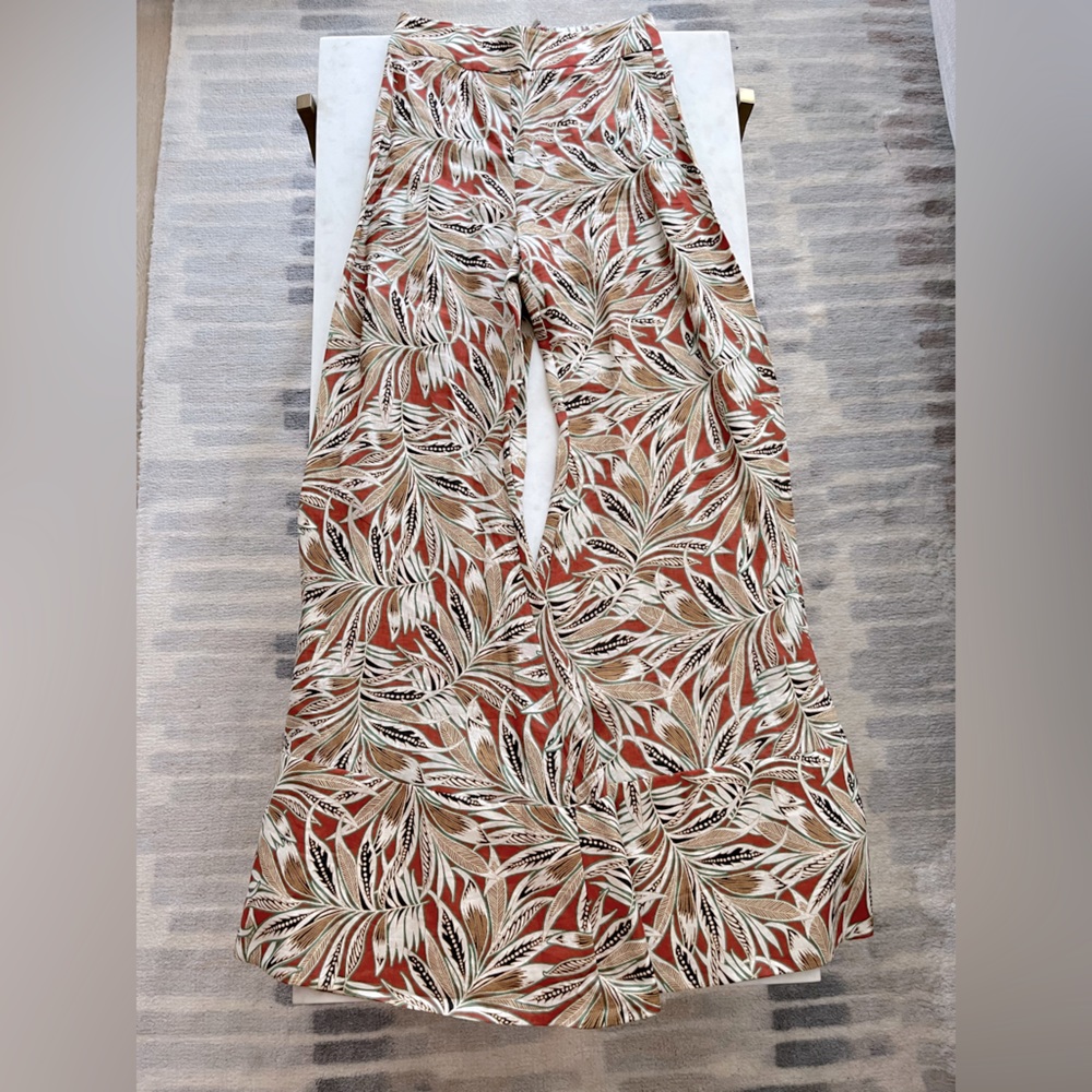 Alexis Terracotta Palm Print Linen Pants